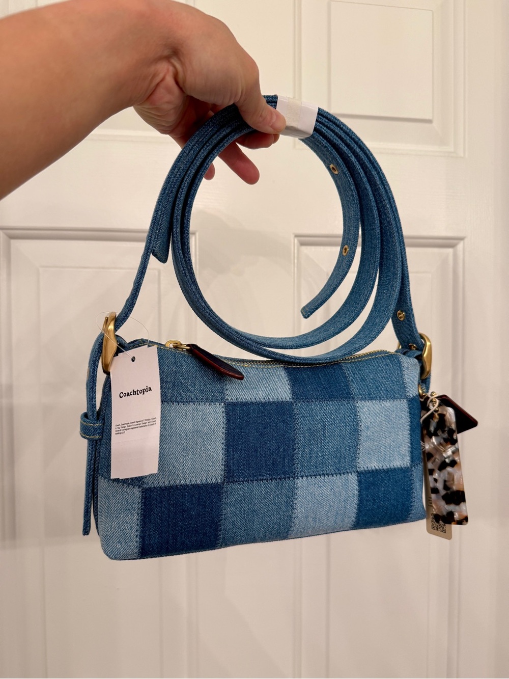 BNWT Coach Denim Alter/Ego Small Slouchy Shoulder Bag in Upcrafted Cotton